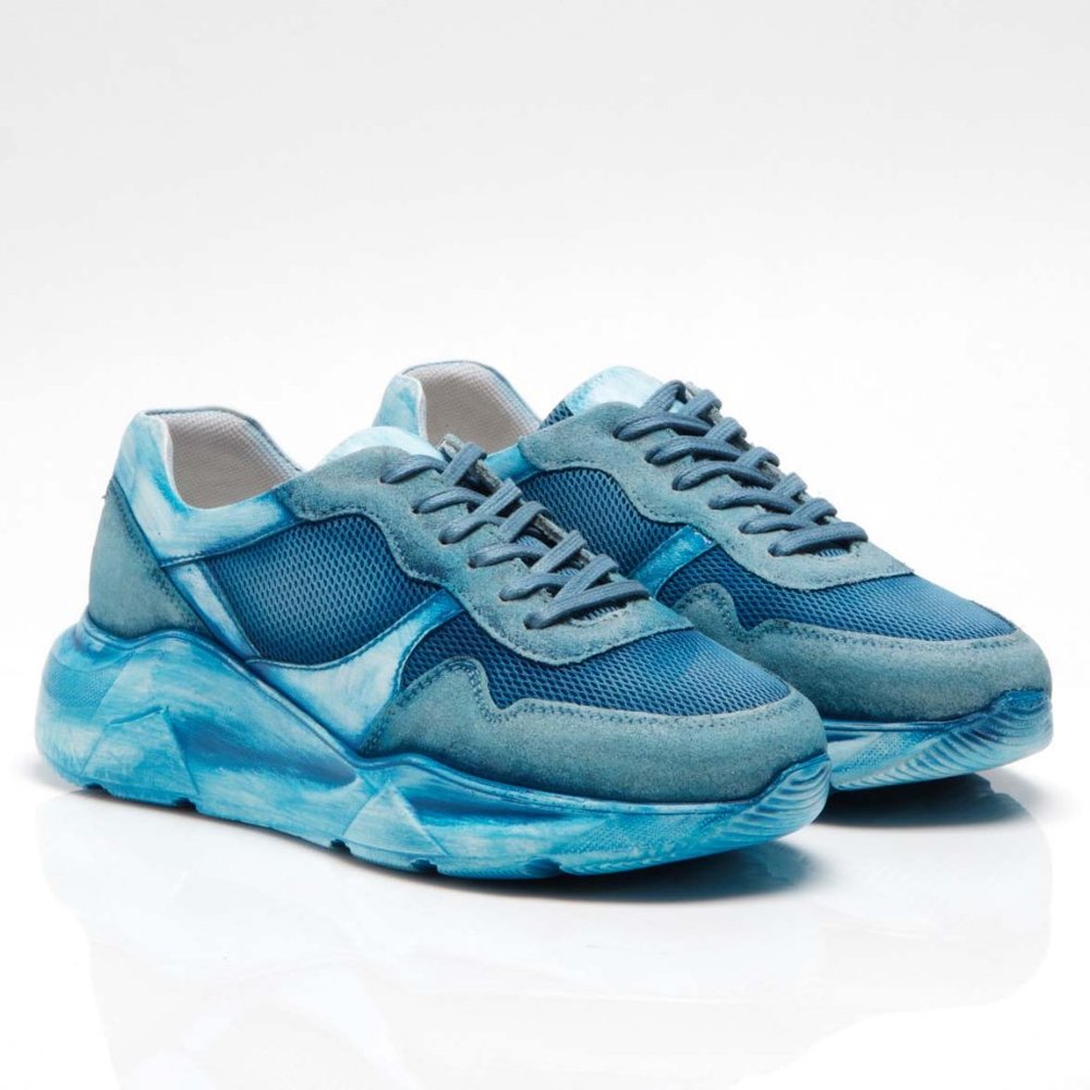 🎉LAST CHANCE🎉 FREE PEOPLE Let's Wander Washed Sneakers / Boardwalk Blue - Picture 14 of 16